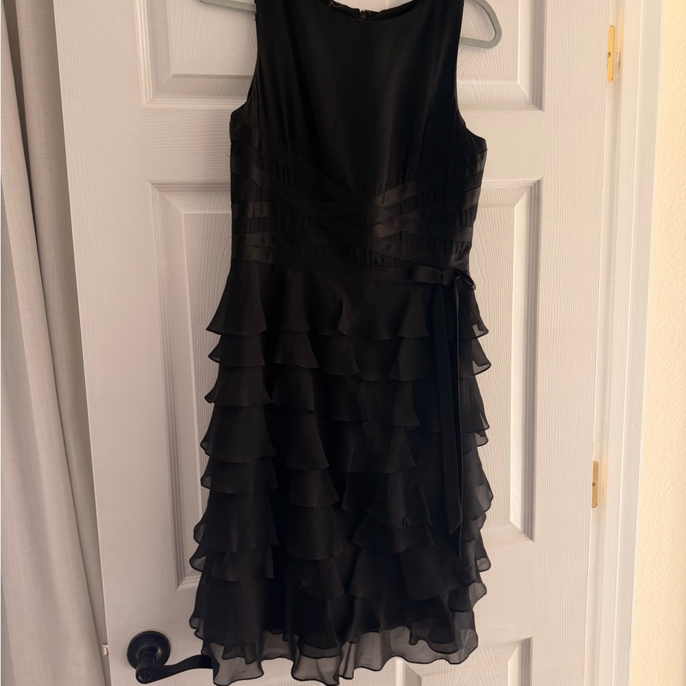 Kay Unger Black Layered Midi Dress